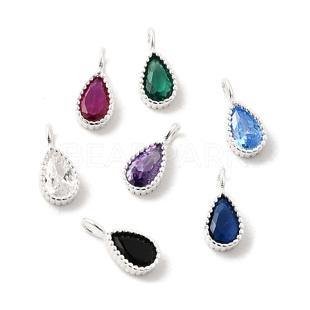 925 Sterling Silver Micro Pave Cubic Zirconia Teardrop Charms STER-K188-06S-1