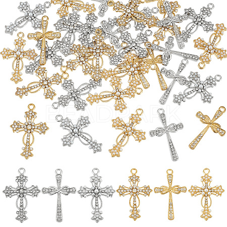 36Pcs 6 Styles Alloy Rhinestone Pendants FIND-NB0006-74-1