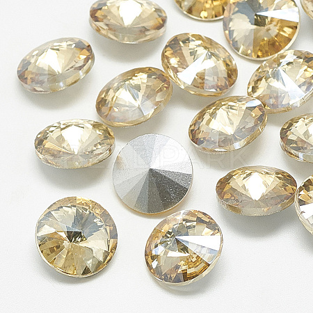 Pointed Back Glass Rhinestone Cabochons X-RGLA-T086-14mm-06-1