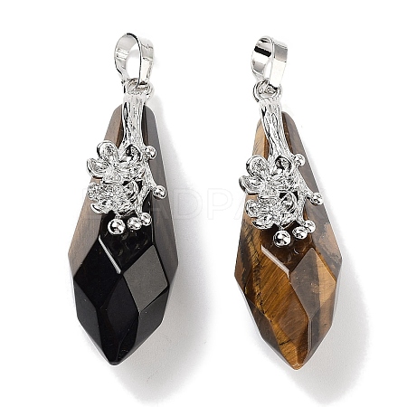 Natural Tiger Eye Faceted Teardrop Pendants G-Q163-04P-08-1