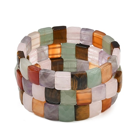 Natural Mixed Stone Stretch Bracelets BJEW-F406-B30-1