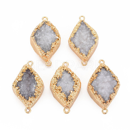 Natural Druzy Agate Connector Charms G-N326-117-1
