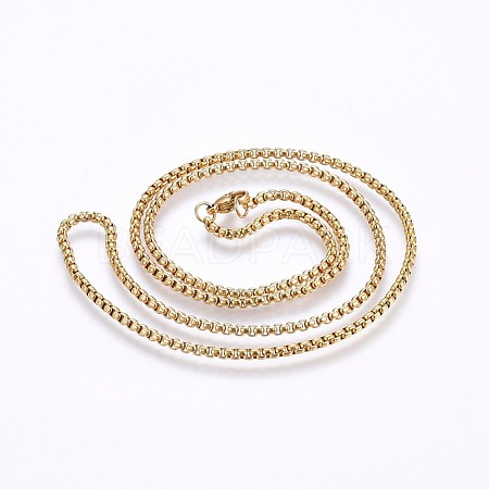 304 Stainless Steel Box Chain Necklaces NJEW-O102-19G-1