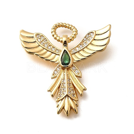 Brass Micro Pave Cubic Zirconia with Glass Pendants KK-U055-10G-02-1