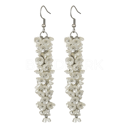 ABS Plastic Imitation Pearl Flower Dangle Earrings EJEW-JE05295-1