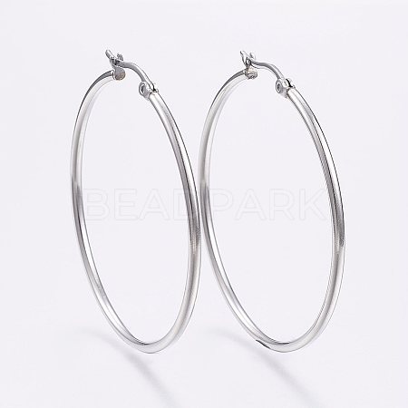 304 Stainless Steel Big Hoop Earrings X-EJEW-F105-05P-1