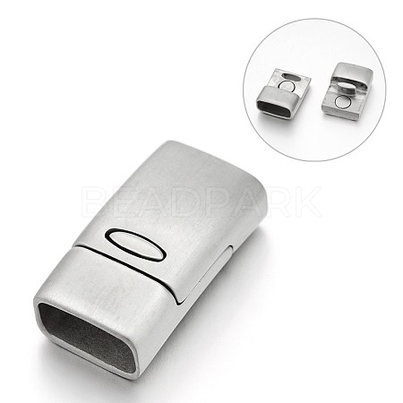 Matte 304 Stainless Steel Rectangle Magnetic Clasps with Glue-in Ends STAS-E089-64P-1