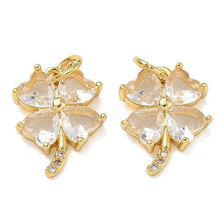 Brass Micro Pave Cubic Zirconia with Glass Pendants CU-CBA6E4E-11G-D-1
