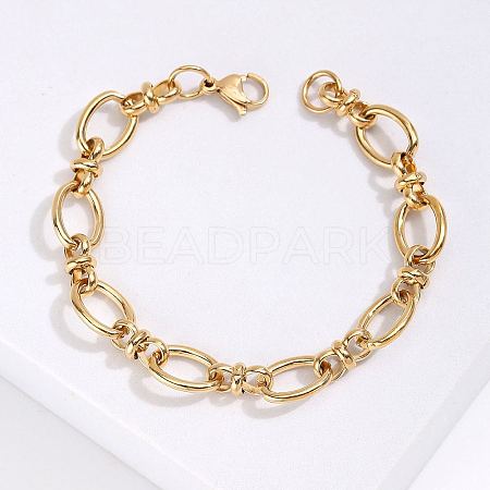 Stainless Steel Oval Link Chain Bracelet KM2112-1-1