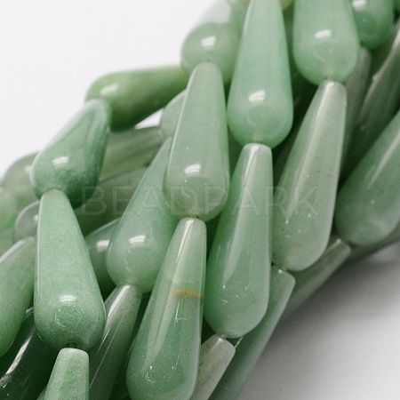 Natural Green Aventurine Teardrop Beads Strands G-E329-31-1