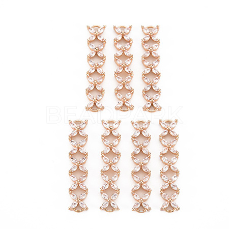 Rack Plating Brass Micro Pave Clear Cubic Zirconia Links Connectors KK-T060-36-RS-1