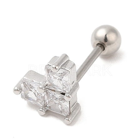 Brass Micro Pave Clear Cubic Zirconia Stud Earrings EJEW-L265-07P-1