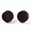 Dyed Wood Flat Round Stud Earrings with 304 Stainless Steel Pin for Women EJEW-TAC0021-12-2