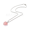 5Pcs 5 Style Natural & Synthetic Mixed Gemstone Heart Pendant Necklace Set NJEW-JN04042-4