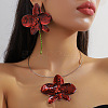 Flower Alloy Pendant Necklace & Stud Dangle Earring Sets FS-WG43B4A-13-1
