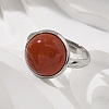 Half Round Natural Red Jasper Finger Rings X-RJEW-M062-01P-19-5