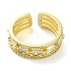Clear Cubic Zirconia Rectangle Open Cuff Ring RJEW-K243-03G-4