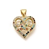 Rack Plating Brass Micro Pave Cubic Zirconia Pendants KK-L226-001G-10-1