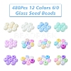 480Pcs 12 Colors 6/0 Glass Seed Beads SEED-FS0001-27-2