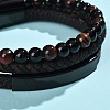 Natural Tiger Eye & Glass Round Beaded Bracelets BJEW-G732-02B-4
