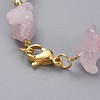 Natural Rose Quartz Chip Beaded Bracelets BJEW-JB04933-01-3