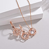 Hollow Rose Metal Cubic Zirconia Pendants Necklaces and Earrings Sets for Women FS-WG5C958-01-5