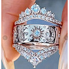 3Pcs Brass Micro Pave Clear Cubic Zirconia Finger Rings for Women FS-WGDAF26-06-1
