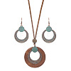 Bohemian Alloy & Wood Pendant Necklaces & Dangle Earrings Sets WG8FC17-03-3