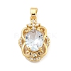 Brass Micro Pave Clear Cubic Zirconia Pendants KK-P263-26KCG-03-1