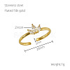 304 Stainless Steel Micro Pave Clear Cubic Zirconia Cuff Rings for Women FS-WGE9F4E-02-2