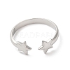 Non-Tarnish 304 Stainless Steel Double Star Open Cuff Ring for Women RJEW-K245-27P-1