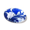 Blue and White Floral Printed Glass Cabochons GGLA-A002-18mm-XX-4