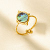 304 Stainless Steel with Natural Shell Cuff Open Rings for Women HP8543-4-1