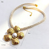 304 Stainless Steel Big Pendant RoundPolycotton Twisted Cord Necklaces for Women WG3C3B3-05-1