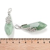 Natural Green Aventurine Faceted Teardrop Pendants G-Q163-04P-06-3