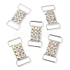(Defective Closeout Sale: Uneven Back Plating) Brass Micro Pave Crystal AB Rhinestone Rectangle Connector Charms FIND-XCP0003-06-2