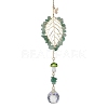 Green Aventurine with Glass and Lampwork Pendant Decorations HJEW-TA00130-01-1