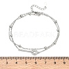 Brass Micro Pave Clear Cubic Zirconia Key Link 2-Strand Bracelets KK-CBA6980-20P-5
