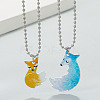 2Pcs 2 Style Cute Fox & Wolf Stainless Steel Pendant Necklaces Set PW23032990474-2