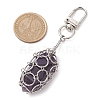 304 Stainless Steel Chain Pouch Natural Gemstone Pendant Decorations HJEW-JM01888-01-3