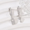 Lock & Key 925 Sterling Silver Micro Pave Clear Cubic Zirconia Hoop Earrings for Women EJEW-G427-01P-03-2