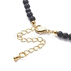 Natural Aquamarine & Lava Rock Beaded Necklace with Brass Charm NJEW-JN03997-5