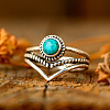 Alloy and Synthetic Turquoise Finger Rings FS-WG19095-04-2