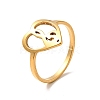 Ion Plating(IP) 201 Stainless Steel Heart with Music Note Finger Ring RJEW-G266-01G-3