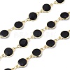 Handmade Alloy Enamel Flat Round Link Chains ENAM-F138-03D-RS-1