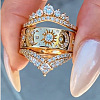 3Pcs Brass Micro Pave Clear Cubic Zirconia Finger Rings for Women FS-WGDAF26-01-1
