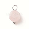 Faceted Natural Rose Quartz Star Cut Round Charms PALLOY-JF01694-04-S-1