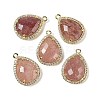 Natural Strawberry Quartz Faceted Teardrop Pendants G-I382-01G-08-1