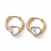 Cubic Zirconia Heart Hoop Earrings EJEW-L282-02G-2
