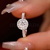 Rhodium Plated 925 Sterling Silver Pave 5.2x3.1mm Moissanite Finger Rings for Women WG1E35D-41-1